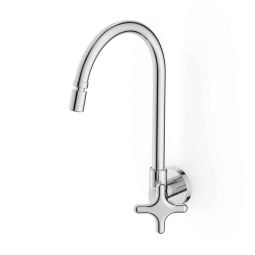 Torneira para cozinha de parede com bica móvel e arejador articulado Cross