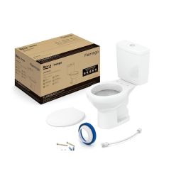 Kit de bacia com caixa, assento PP Eco e itens de instalação Flamingo