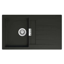 Pia de sobrepor para cozinha reversível em Quarzex® 860x500x200 Oslo com válvula e sifão