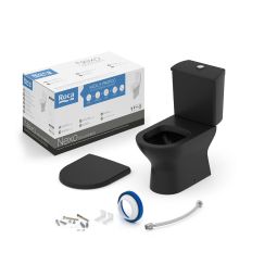 Kit de bacia com caixa acoplada, assento termofixo com queda amortecida e itens de instalação Nexo