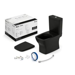 Kit de bacia com caixa, assento termofixo com queda amortecida e itens de instalação Boss