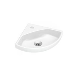 Lavatório suspenso de canto pequeno 42X34X30mm com furo central sem ladrão