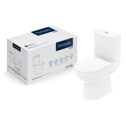 Kit de bacia com caixa acoplada, assento termofixo softclose e itens de instalação Slim Portobello blanco matte
